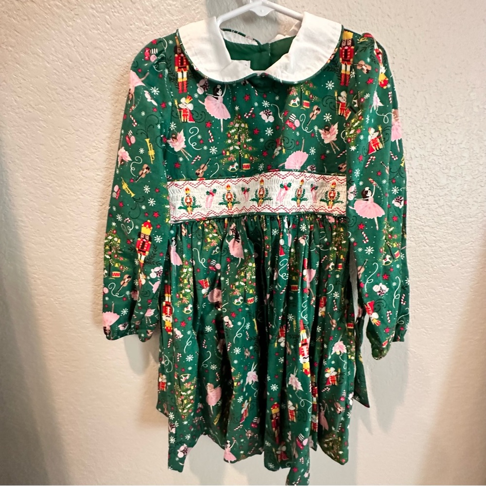 Bonnie Jean Smocked Nut Cracker Ballet Holiday Dress Size 5